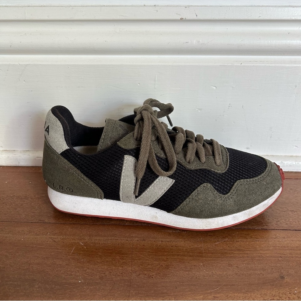 Veja Black and Olive Sneakers - Picture 2 of 12